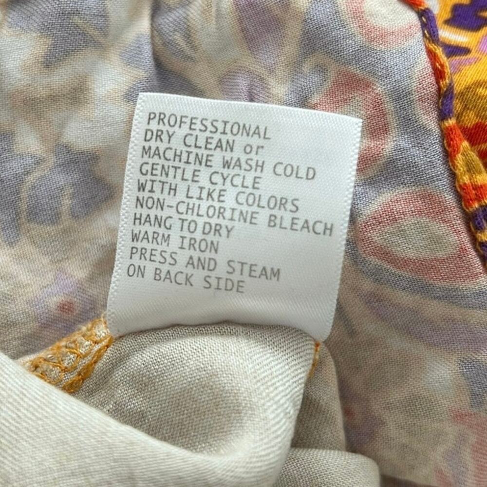 Rachel Zoe Paisley Print Rayon Cami Tank Top Mustard Purple Boho Women’s L - Picture 7 of 7